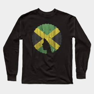 Afro Hair Woman with Jamaican, Black History Long Sleeve T-Shirt